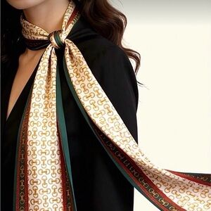 Green and Gold Patterned Scarf